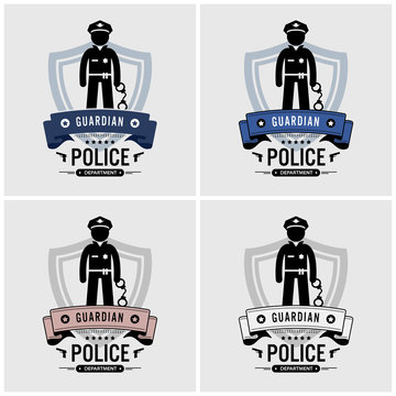 Police logo design. Vector artwork of police officer and department.