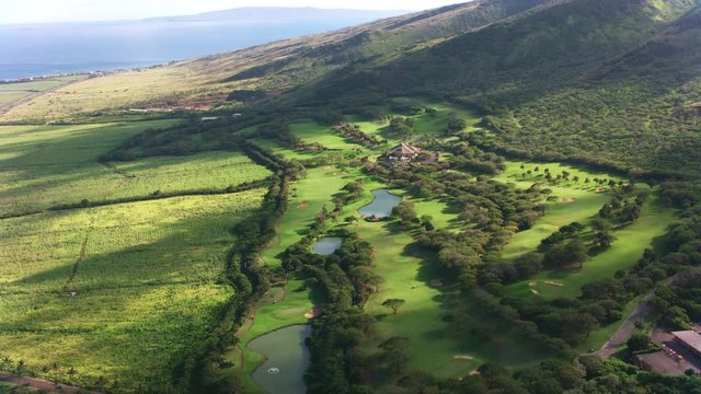 Aerial view of Maui golf course