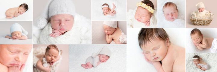 Set of newborn babies - obrazy, fototapety, plakaty