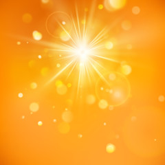 Enjoy the sunshine. Warm day light. Summer background with a hot sun burst with lens flare. EPS 10