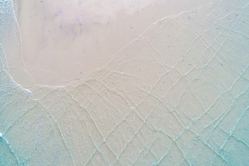 Aerial view Idyllic white sand sea beach turquoise water