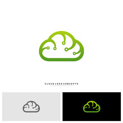 Cloud Tech Logo Design Concept Vector. Tech Cloud Logo Template Vector