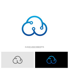 Cloud Tech Logo Design Concept Vector. Tech Cloud Logo Template Vector