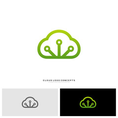Cloud Tech Logo Design Concept Vector. Tech Cloud Logo Template Vector