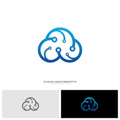 Cloud Tech Logo Design Concept Vector. Tech Cloud Logo Template Vector