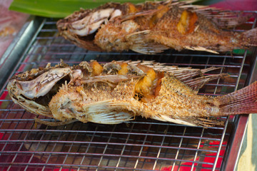 fried fish on the grill