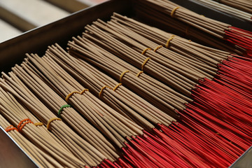 Incense sticks for the Buddha in the temple