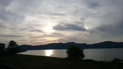 琵琶湖の夕焼け