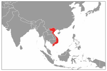 Vietnam map on gray base 
