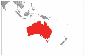 Australia map on gray base 