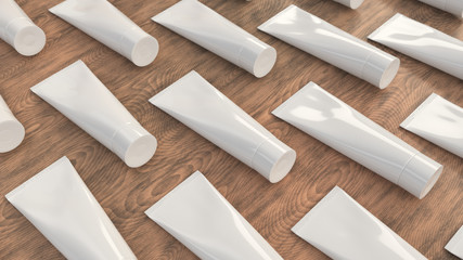 Pattern from blank white tube of toothpaste, cream or gel