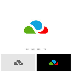 Colorful Cloud Logo Design Concept Vector. Cloud Paint Logo Template Vector
