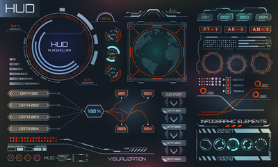 Futuristic Interface HUD Design, Infographic Elements,Tech and Science, Analysis Theme