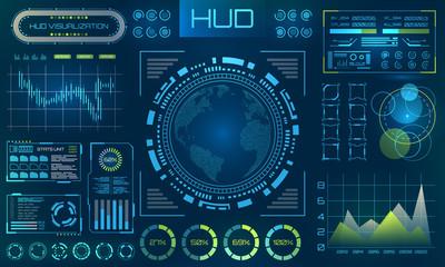 Futuristic HUD Background. Infographic or Technology Interface for Information Visualization
