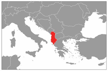 Albania map on gray base 