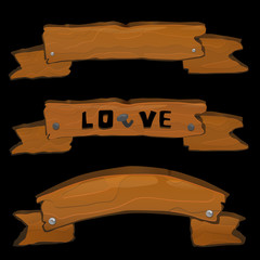 Wooden signs set vector illustration