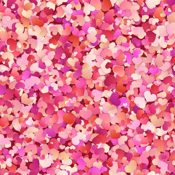 Valentines day seamless pattern with red, pink, pastel small hearts. EPS 10