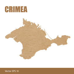 Detailed map of Crimea cut out of craft paper