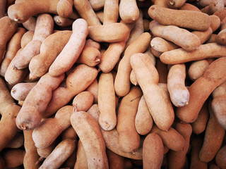 close-up tammarine sold in Thai street market.