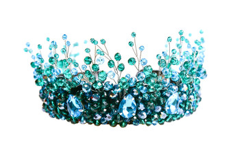 Crown with emerald gems, isolated on white background. © Kryuchka Yaroslav