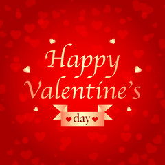 Naklejka na ściany i meble Happy Valentine’s Day. Abstract background with hearts, bokeh. Red festive vector illustration.