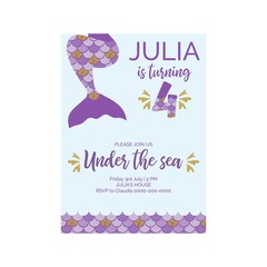 Cute birthday invitation for little mermaid Sea Party.Mermaid fourth  birthday vector illustration 