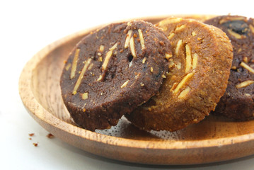 Group of cookie on wood disc