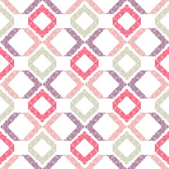 Fototapeta premium Ethnic boho seamless pattern. Embroidery on fabric. Traditional ornament. Tribal pattern. Folk motif. Can be used for wallpaper, textile, invitation card, wrapping, web page background.