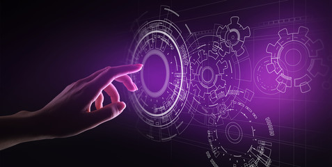 Copyspace, Blueprint, Drawing, Design, CAD on virtual screen. Background for Technology, Business, Industrial concept.