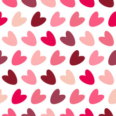Pink seamless valentine pattern with colorful hearts.