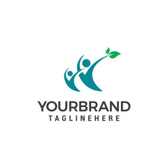 Obraz premium people health logo. Human Leaf character Logo designs Template vector