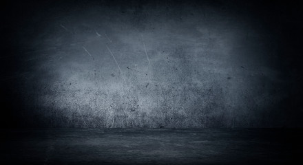 Empty black studio room. Dark background. Abstract dark empty studio room texture.  Product showcase spotlight background. Dark Studio Gallery