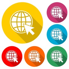 Go to web sign, Internet icon or logo, color set with long shadow