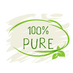 100 Pure label and high quality product badges. Bio healthy Eco food organic, bio and natural product icon. Emblems for cafe, packaging etc. Vector