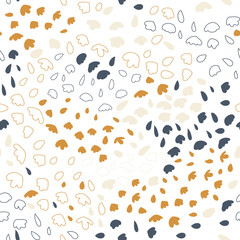 Vector organic seamless abstract background, botanical motif with stylized small leaves, freehand doodles pattern.