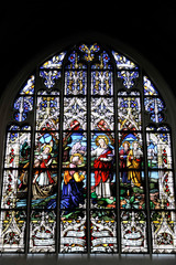 Kirchenfenster, Basilika St. Jacob, St. Jakob-Kirche, erstmals erwähnt 1288, Straubing, Bayern,...