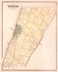 1867, Beers Map of Yonkers, Bronx, Riverdale, New York