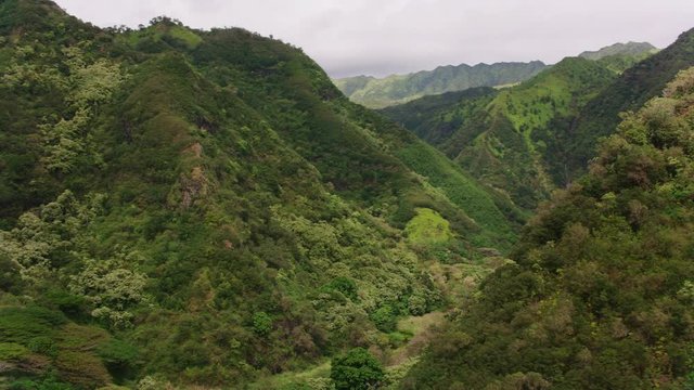 Kauai, Hawaii circa-2018, Aerial view of Hanapepe Valley on Kauai.  Shot with Cineflex and RED Epic-W Helium. 