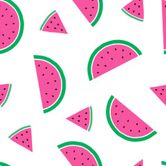 Seamless pattern with watermelons. Vector illustration in flat style