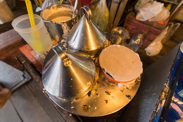 Steaming food in Taling Chan Floating Markett at Bangkok, Thailand.