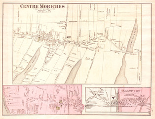 1873, Beers Map of Moriches, Eastport and Southampton, Long Island, New York