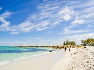 Fremantle Port Beach in Western Australia Perth, a stunning sea view from the beach with amazing cloudy sky