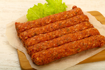 Raw beef sausages