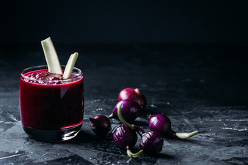 beetroot cream soup smoothie with celery and red onion