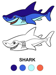 Coloring book for children, cartoon animal Shark