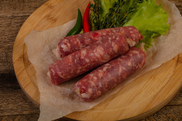 Raw pork sausages