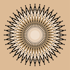 graphic rosette with concentric spikes rings in gold ivory