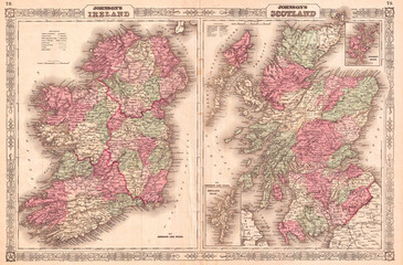 1866, Johnson Map of Scotland and Ireland