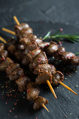 Chicken hearts on a skewer