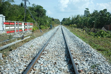 Obraz premium Selective focus railway in suburb area background